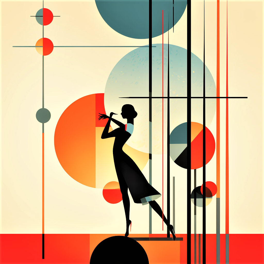 Dancing Girl on Abstract Geometrical Shapes