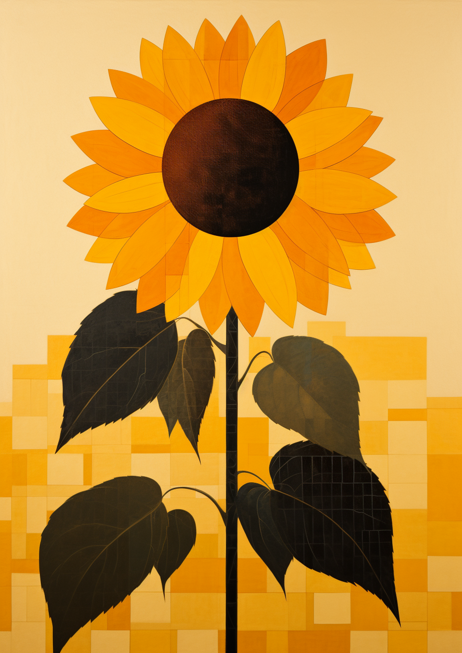 Yellow Sunflower With Geometric Shapes