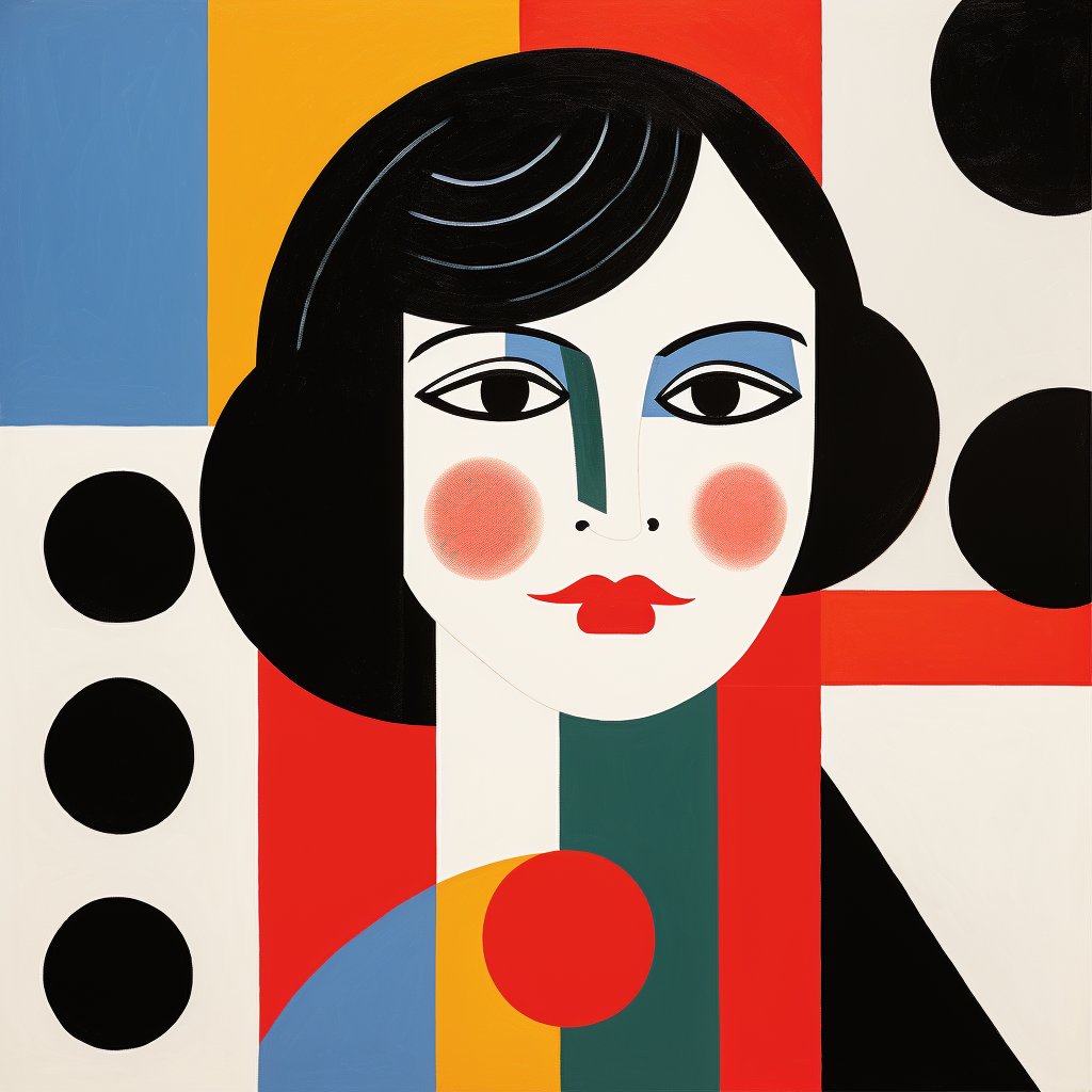 Abstract Portrait of a Woman With Pink Cheeks and Red Lips