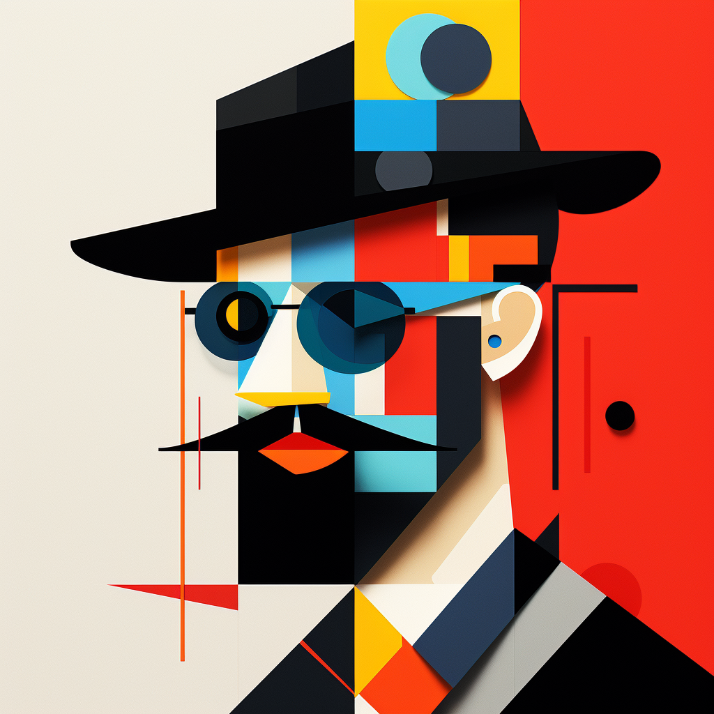 Bright Abstract Style Bearded Man