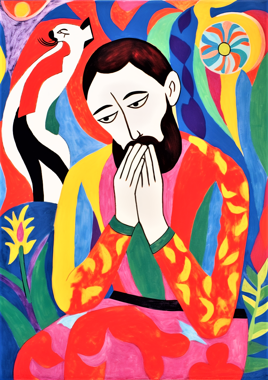 Abstract Praying Man Matisse Style