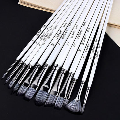 Full Set Nylon Hair Brush Watercolor Acrylic Painting Brush 12 PCs Suit Art Supplies