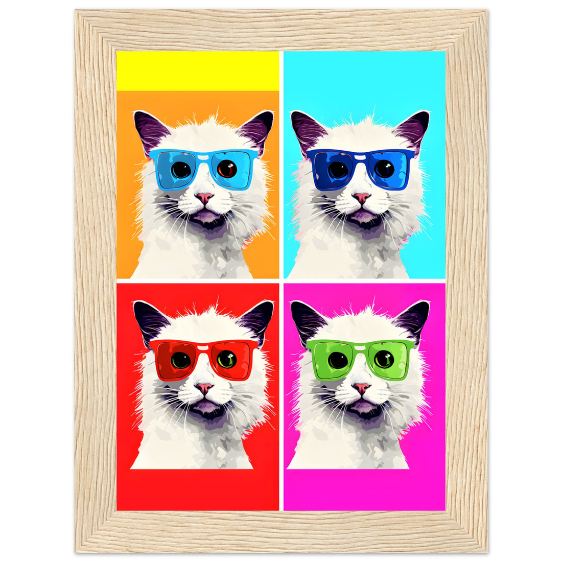 Busy Office Color Cats in Sunglasses Wall Art Design