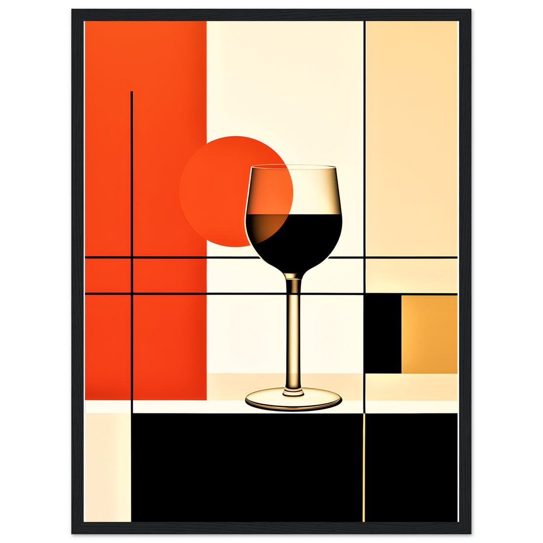 A Glass of Red Wine Bauhaus Abstraction Wall Art