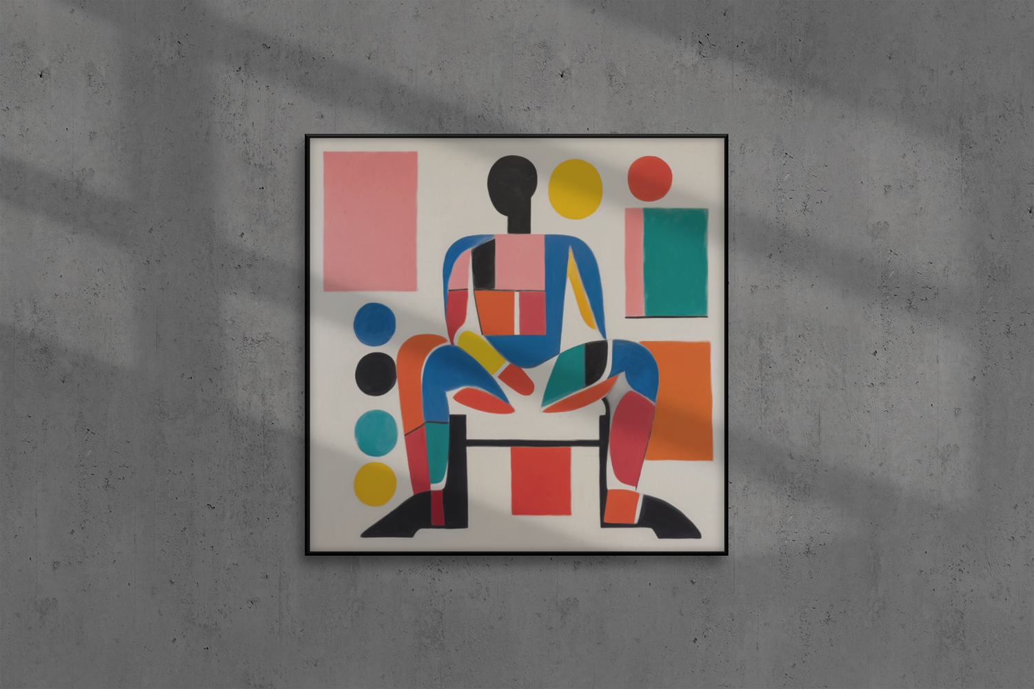 Abstract Man Sitting on Abstract Chair Wall Art Design