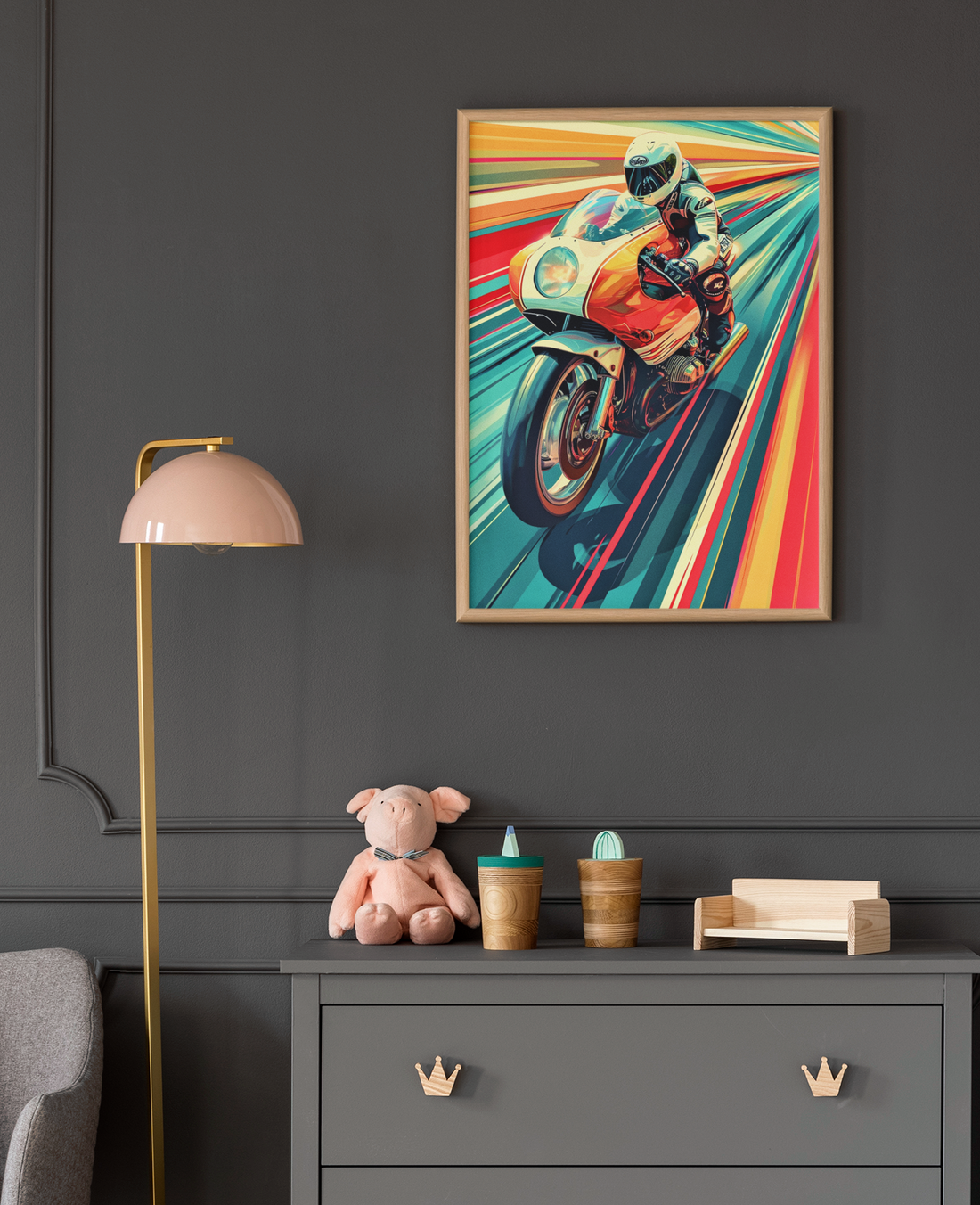 Flat Twin Racer Motorcycle Wall Art