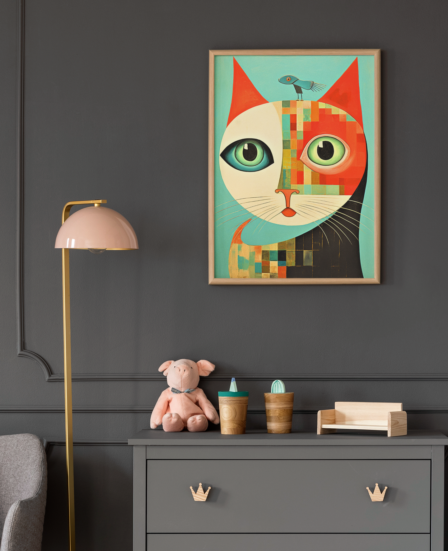 Funny Cat With a Strange Thing On Its Head Wall Art