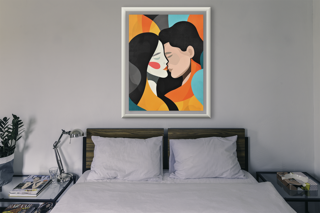 Abstract Loving Hug and Kiss Wall Art