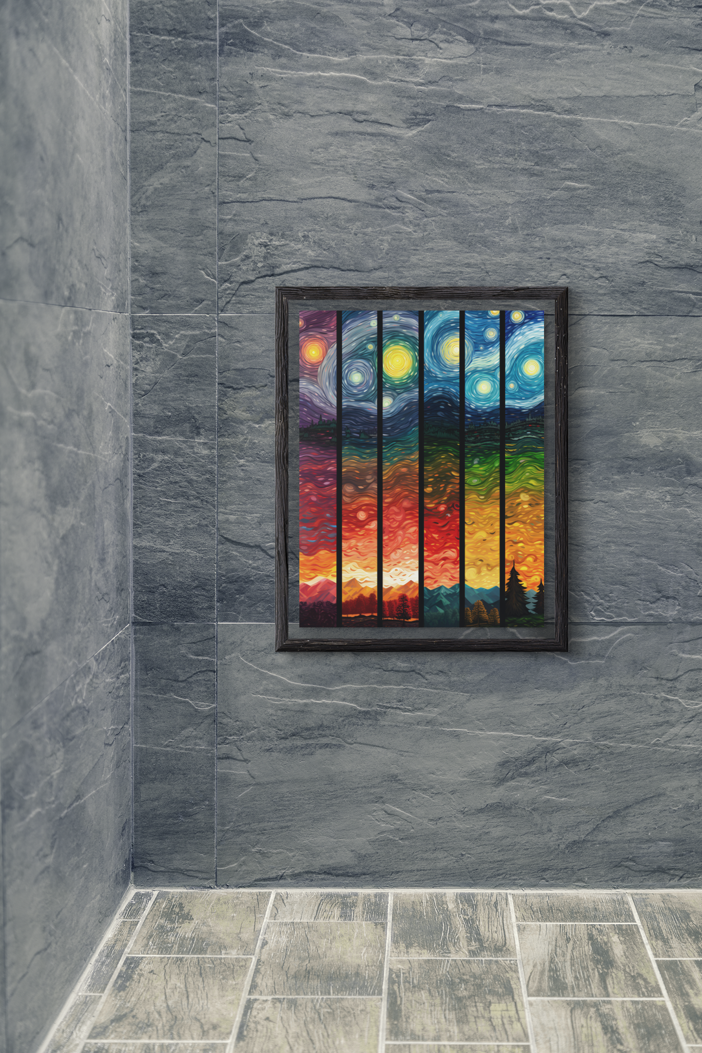 Color Spectrum Starry Night Wall Art Design