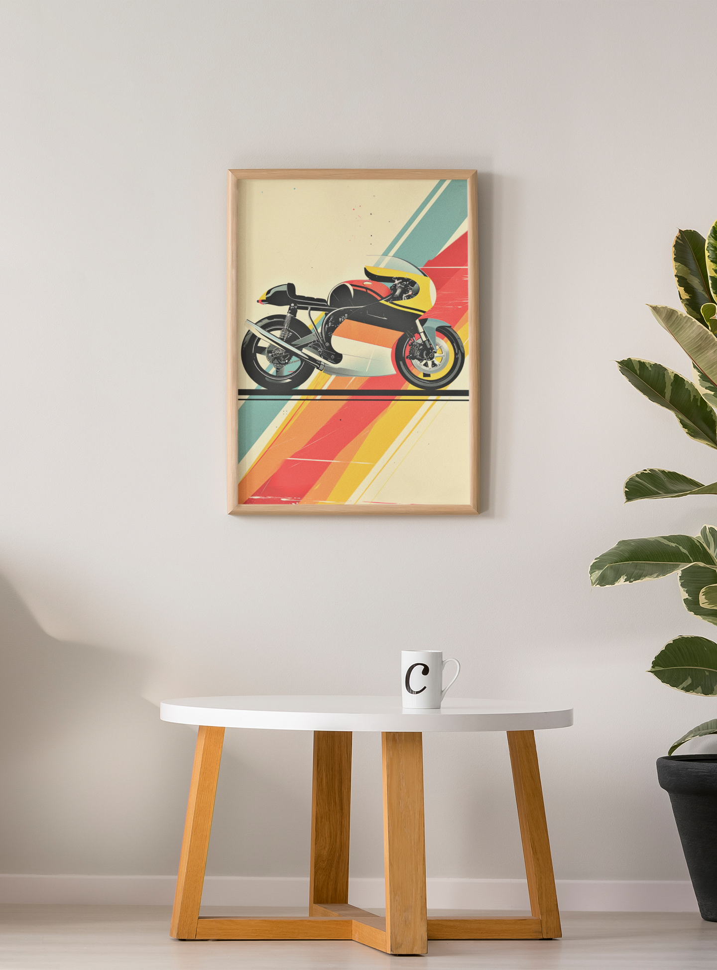 Abstract Old Racing Motorcycle Wall Art