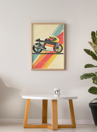 Abstract Old Racing Motorcycle Wall Art