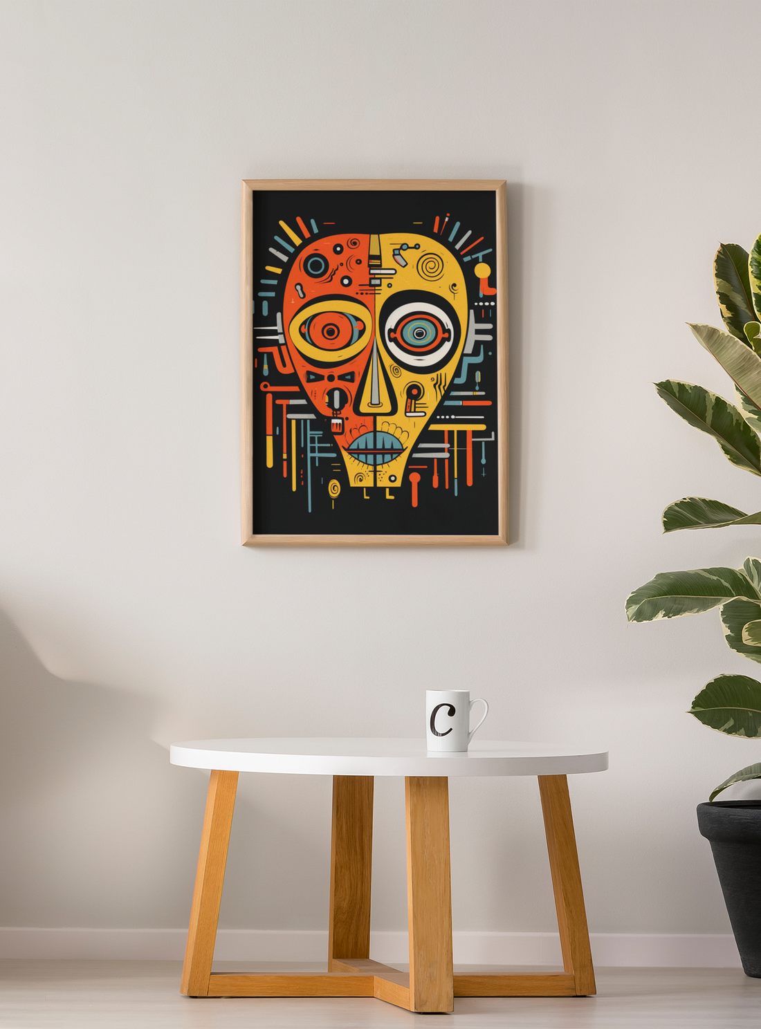 Subtle Abstract Tribal Mask Wall Art