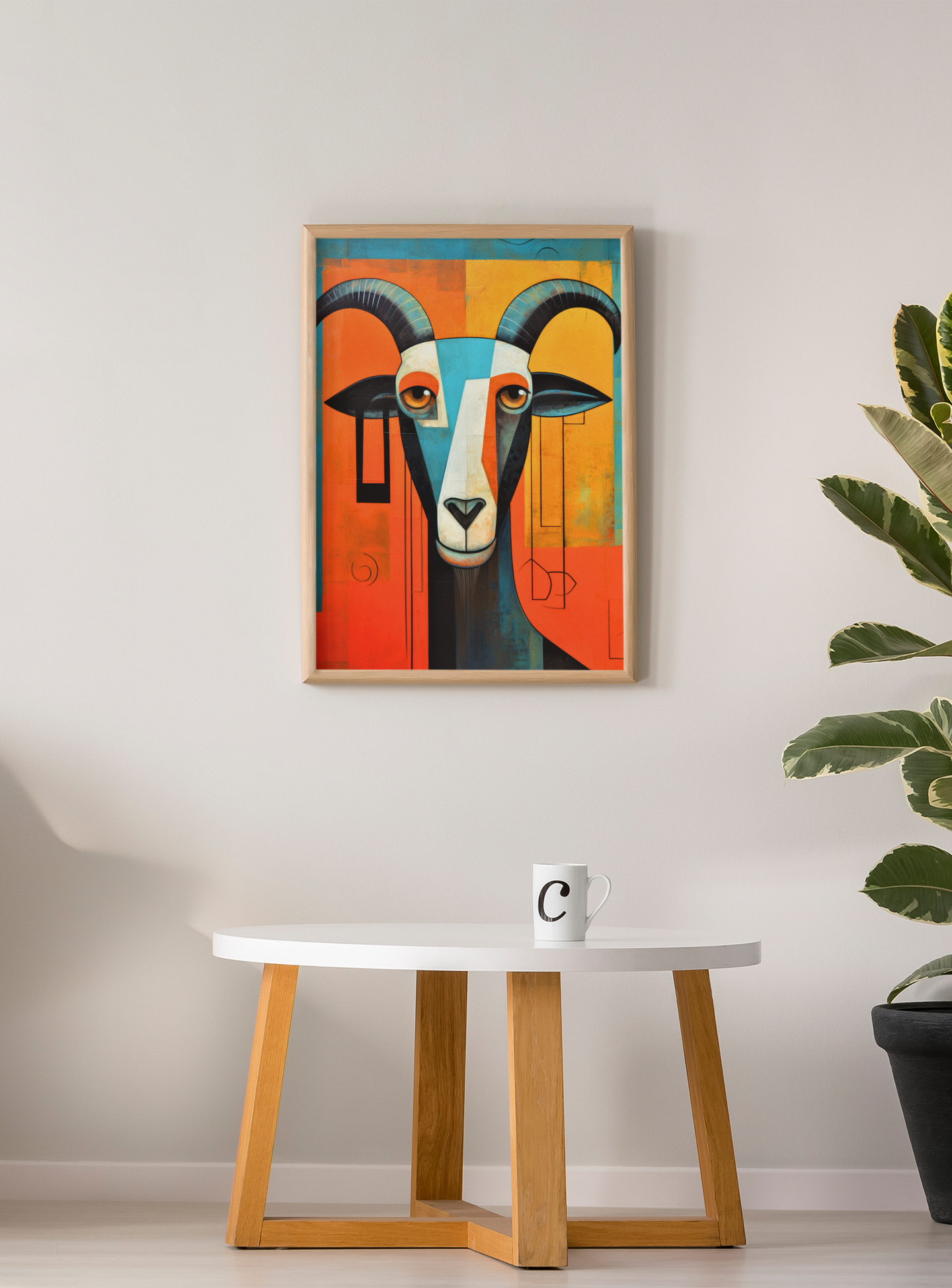 Square Earing Abstract Goat Wall Art