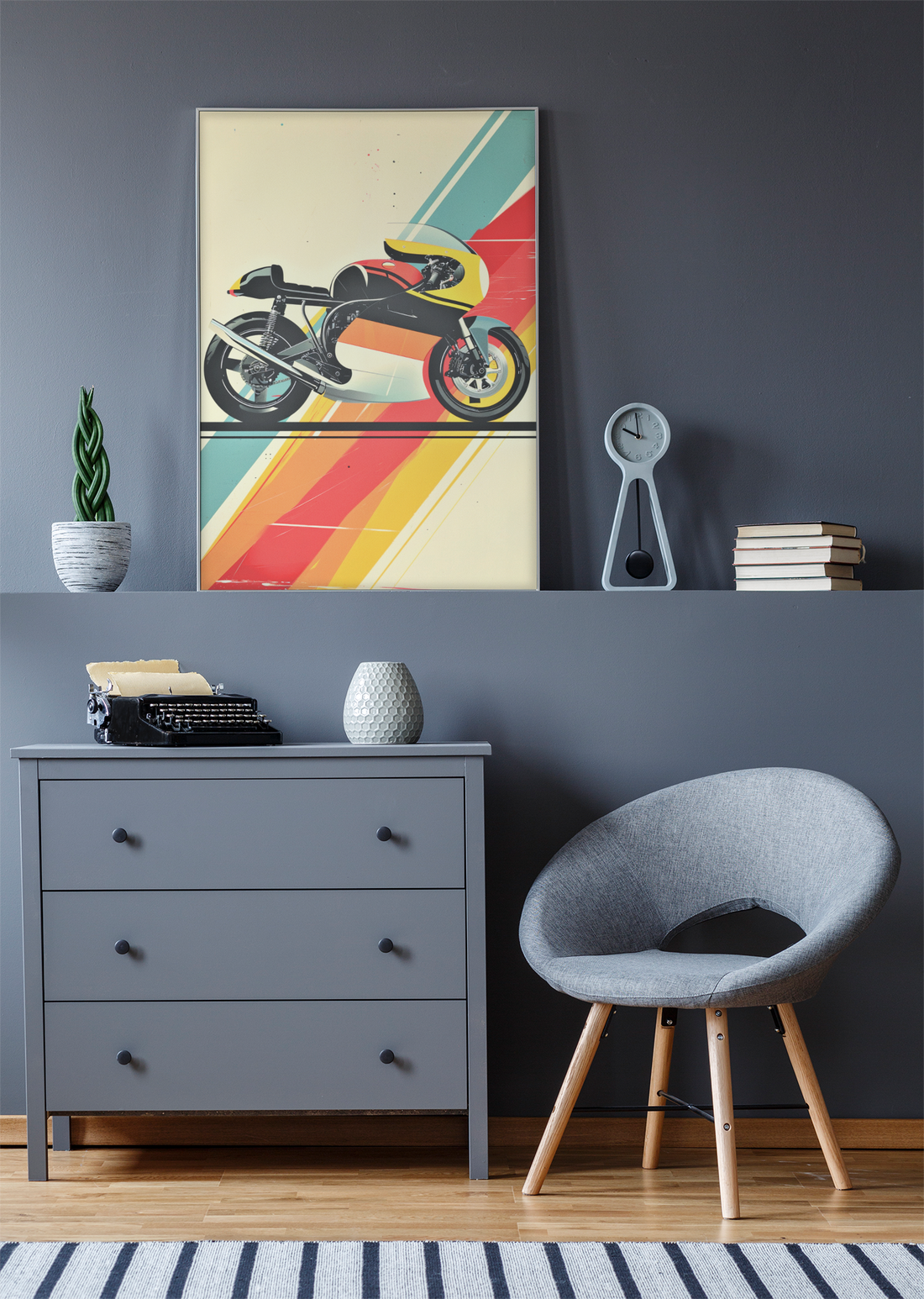 Abstract Old Racing Motorcycle Wall Art