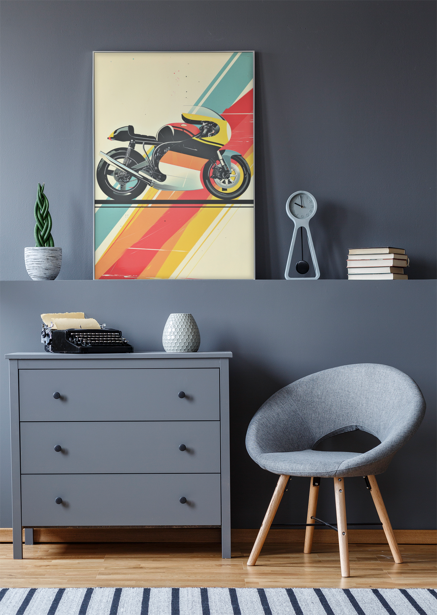 Abstract Old Racing Motorcycle Wall Art