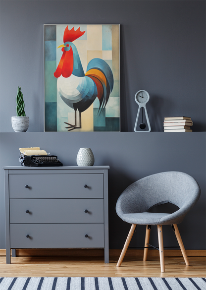 Minimal Abstract Rooster Wall Decor