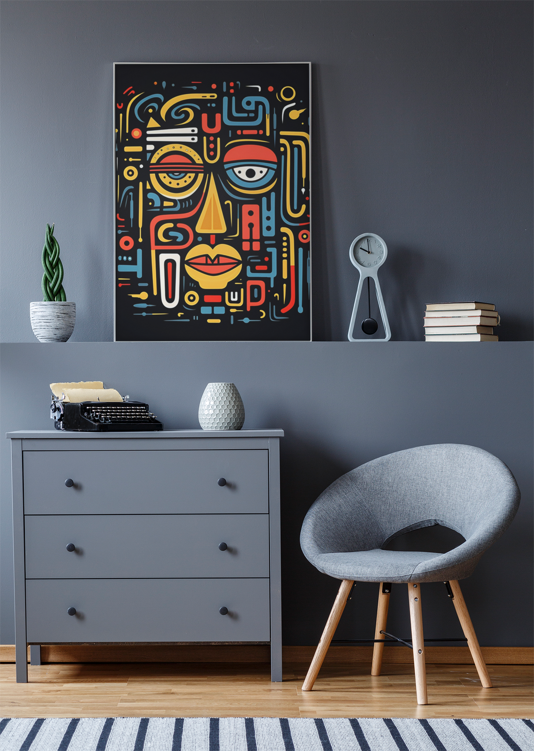 Tribal Face With One Eye Closed Wall Art