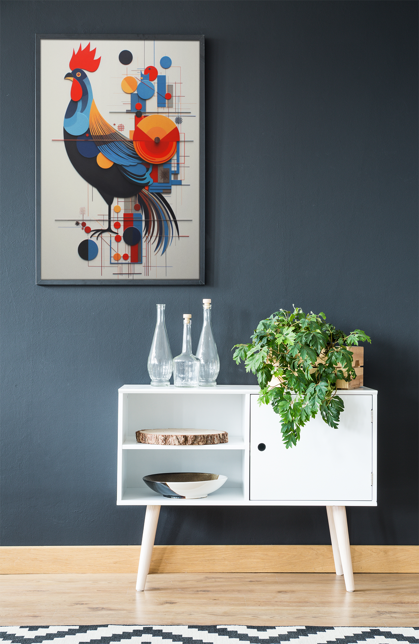 Bauhaus Style Abstract Rooster Wall Art