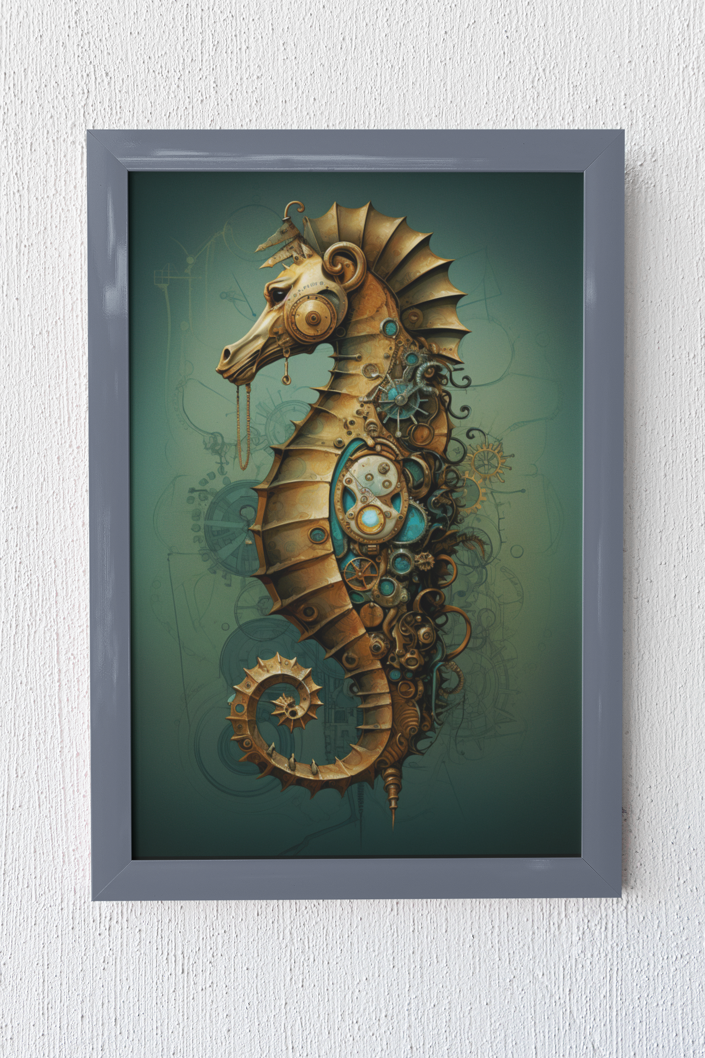 Steam Punk Style Sea Horse Wall Art