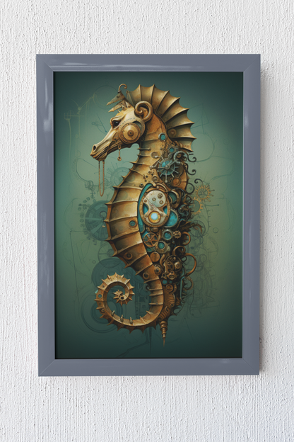 Steam Punk Style Sea Horse Wall Art