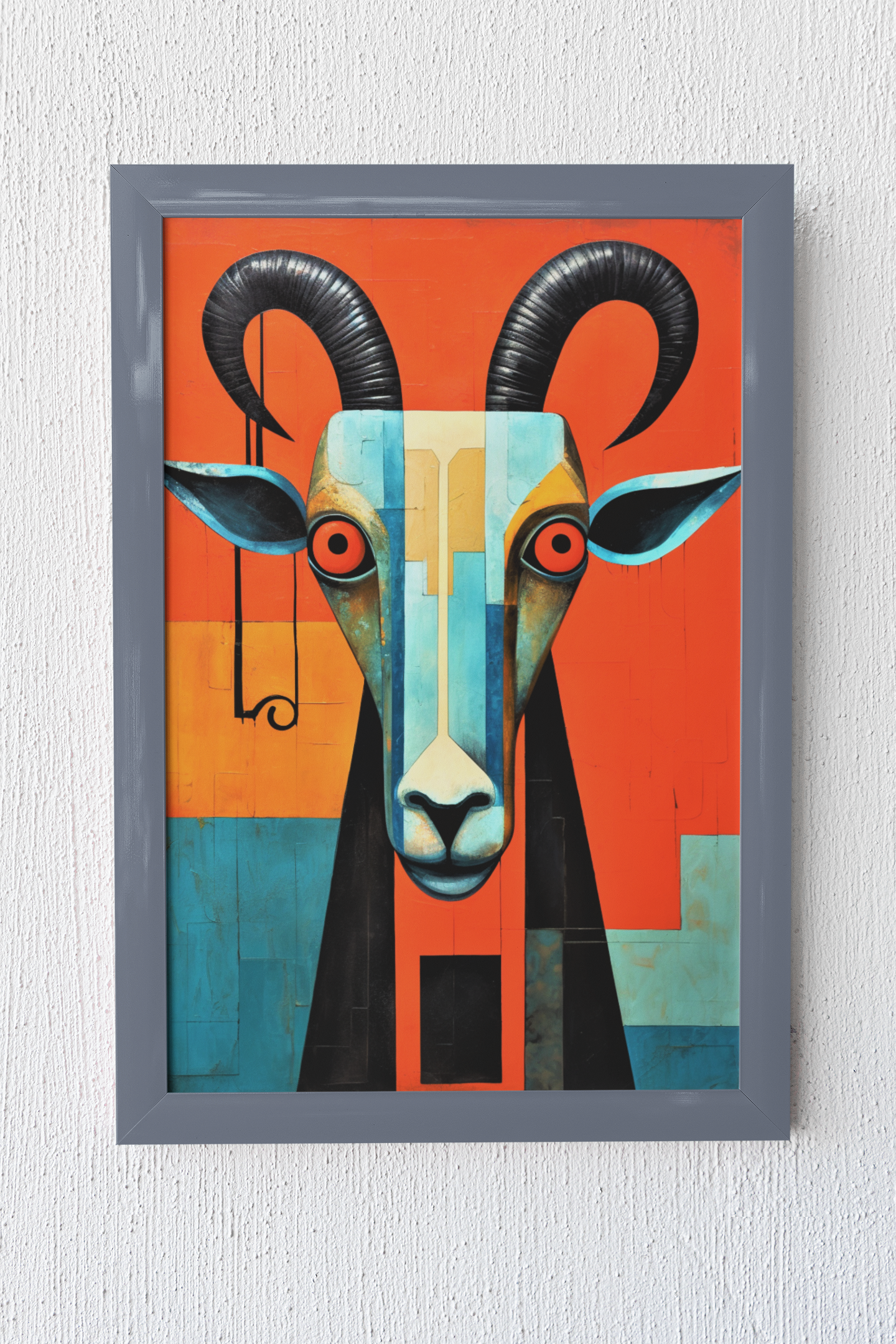 Red Eyed Abstract Goat Wall Art