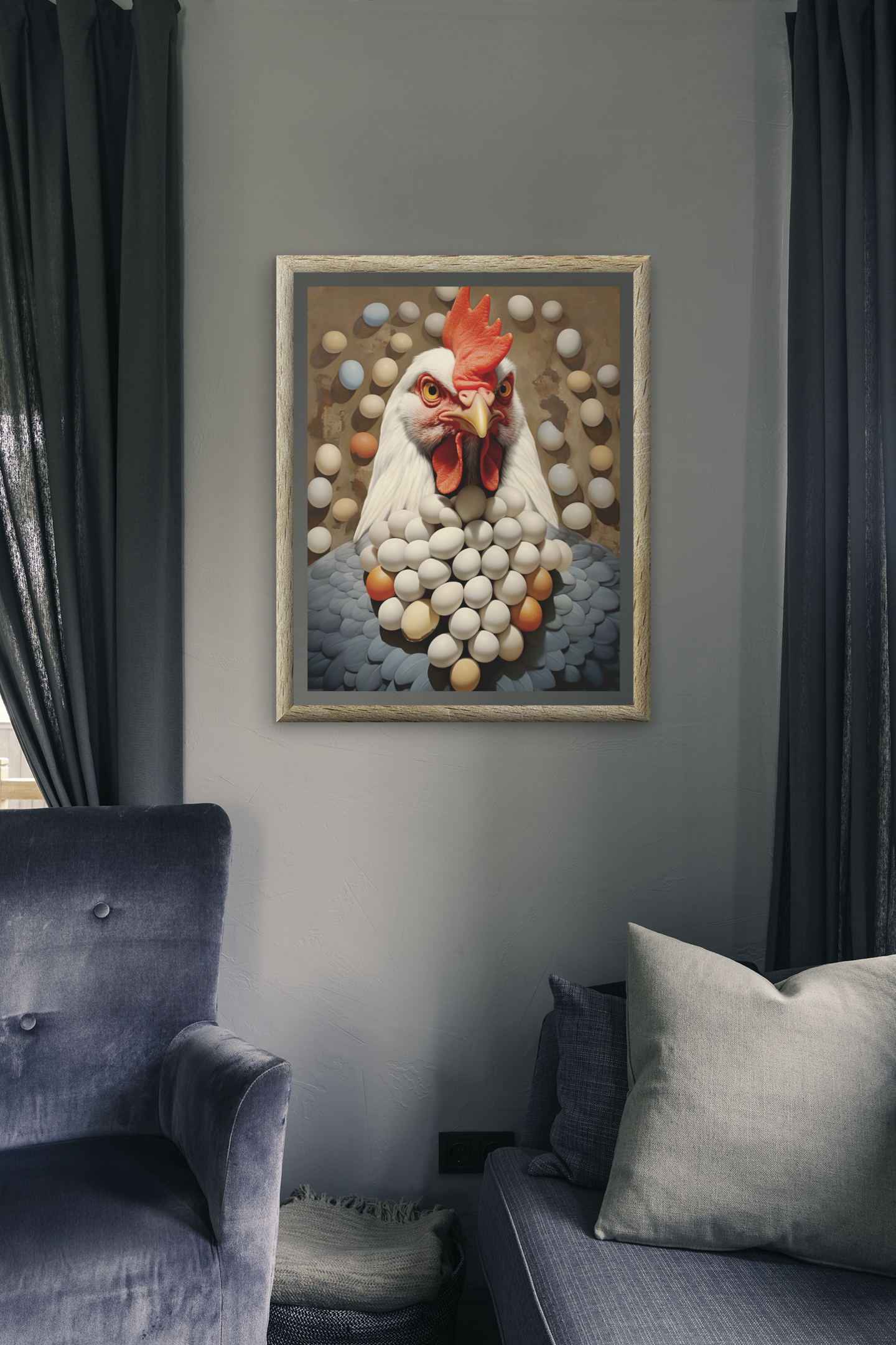 Fat Hen With Egg Necklace Wall Art