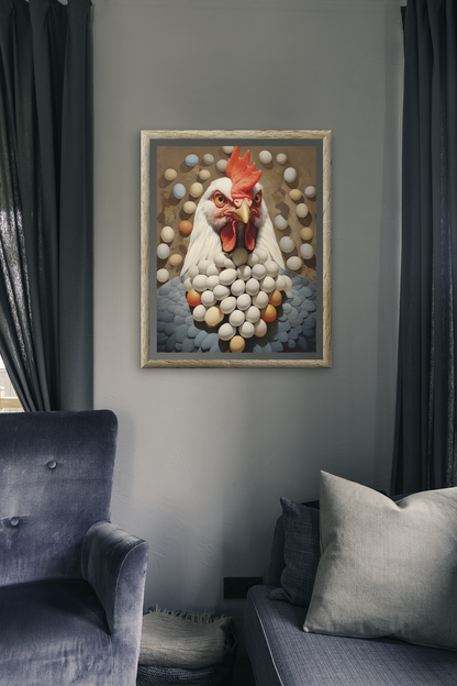 Fat Hen With Egg Necklace Wall Art