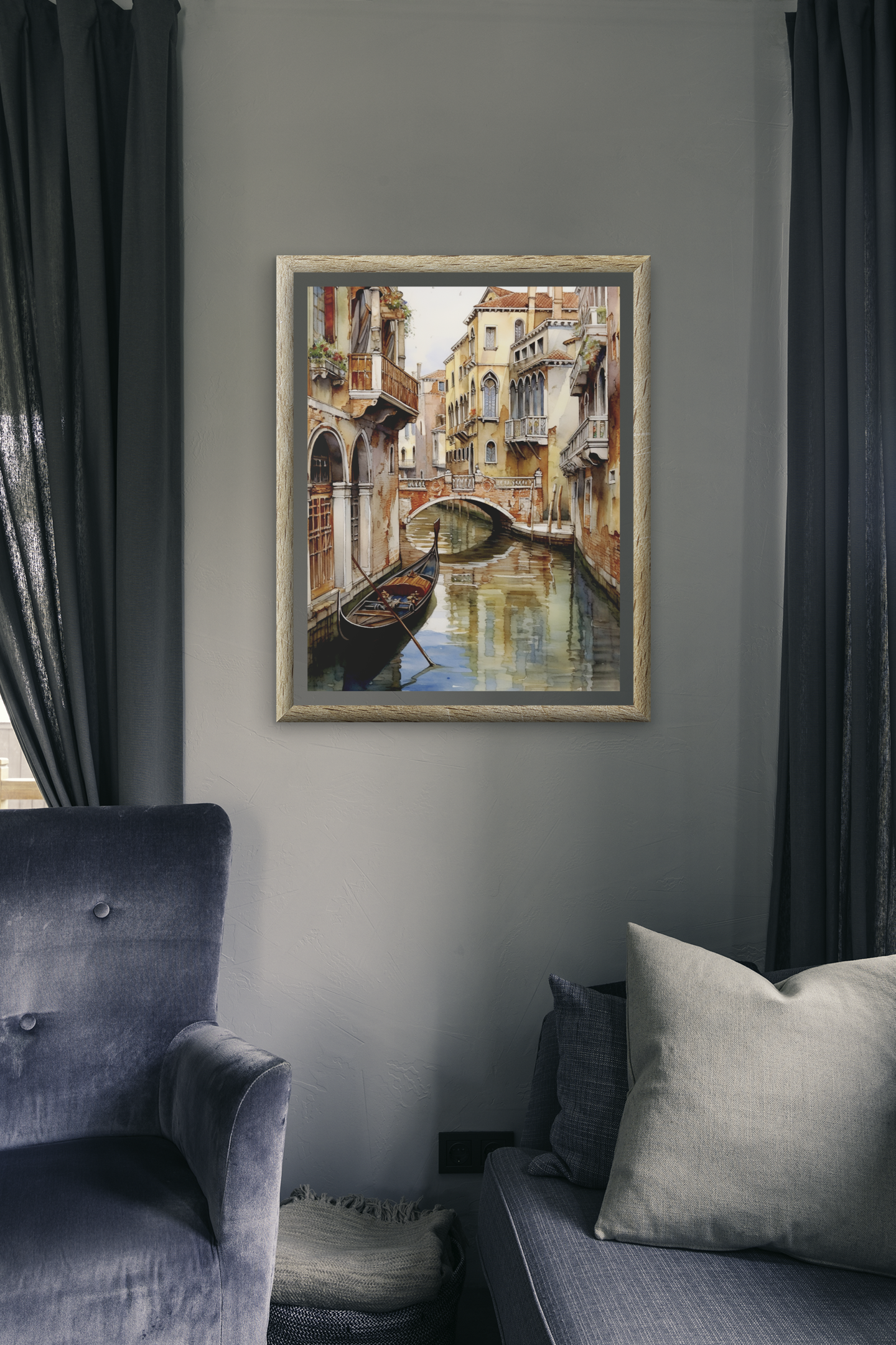 Long Boat Gondola of Venice Scene Wall Art Design