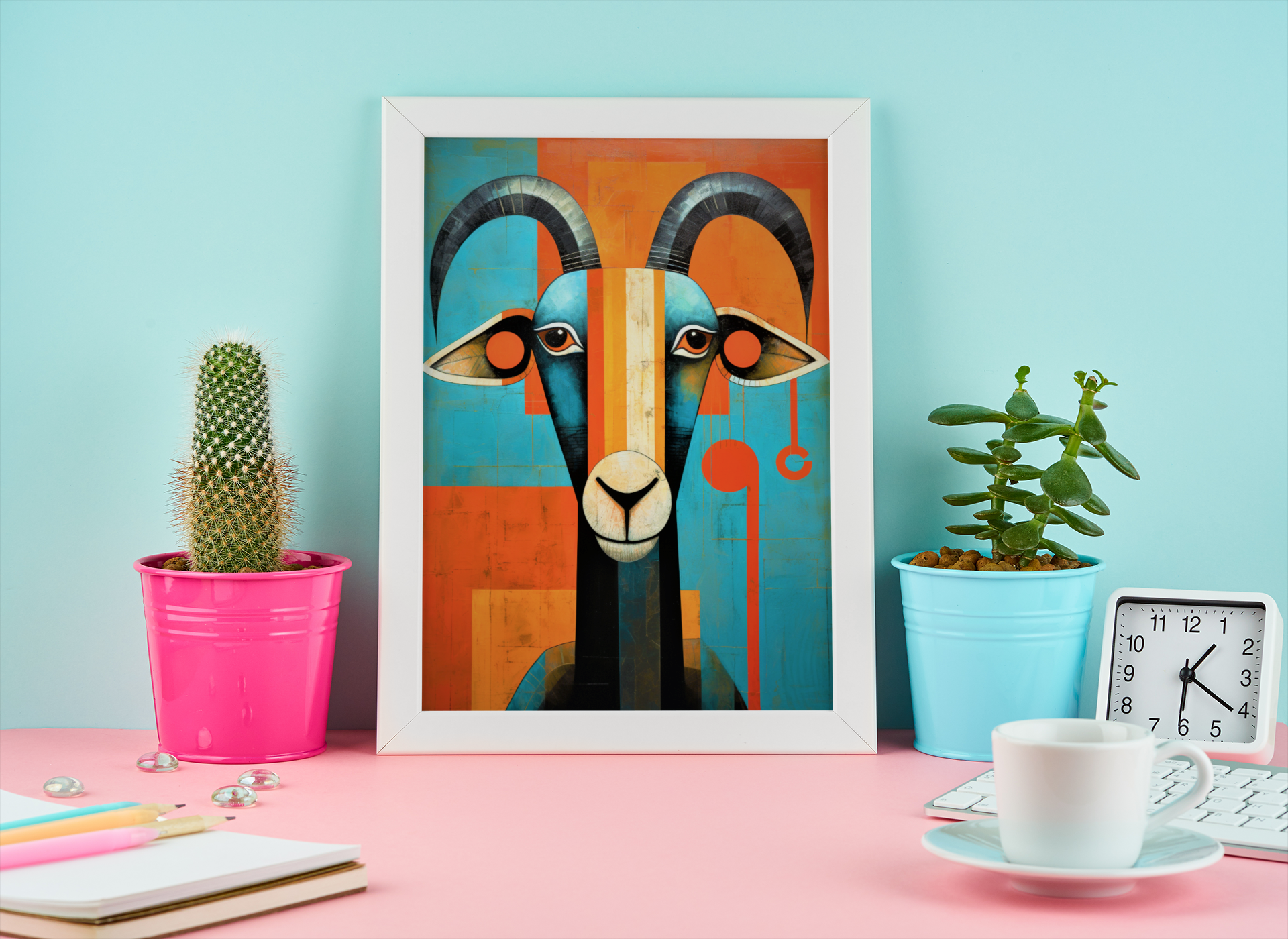 Abstract Goat Wall Art