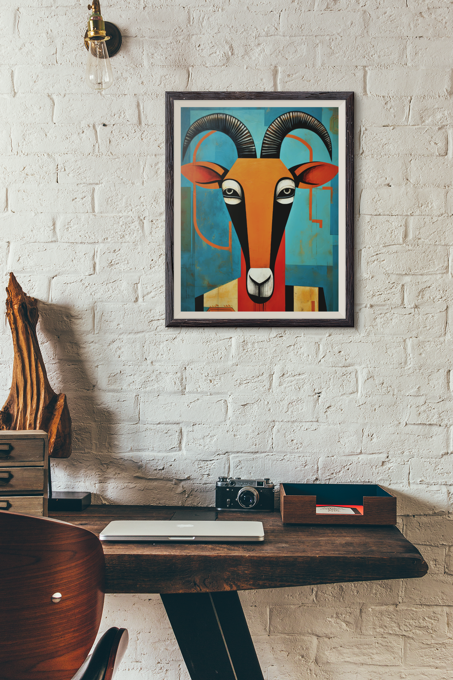 African Gazelle Goat Abstract Wall Art