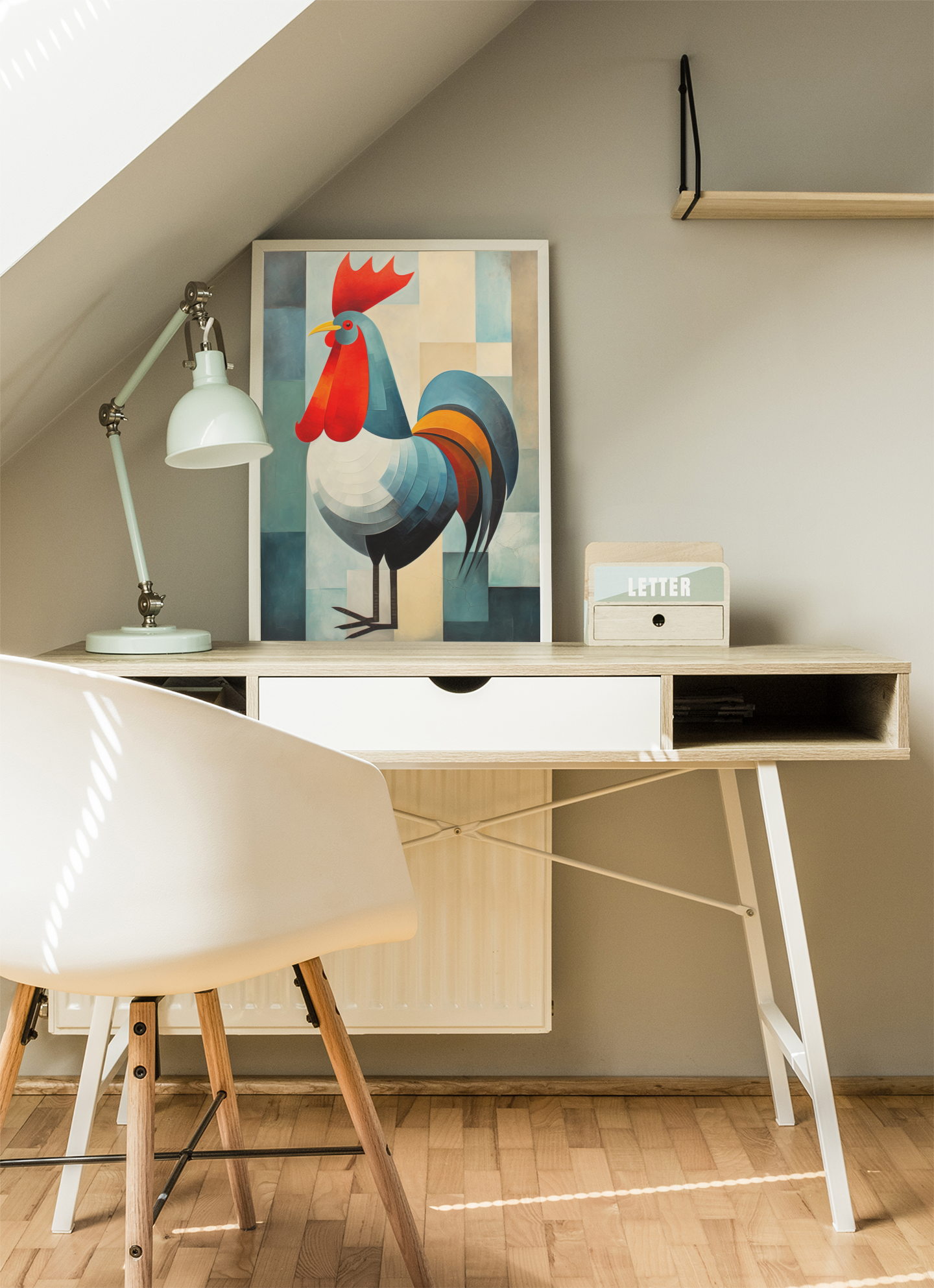 Minimal Abstract Rooster Wall Decor