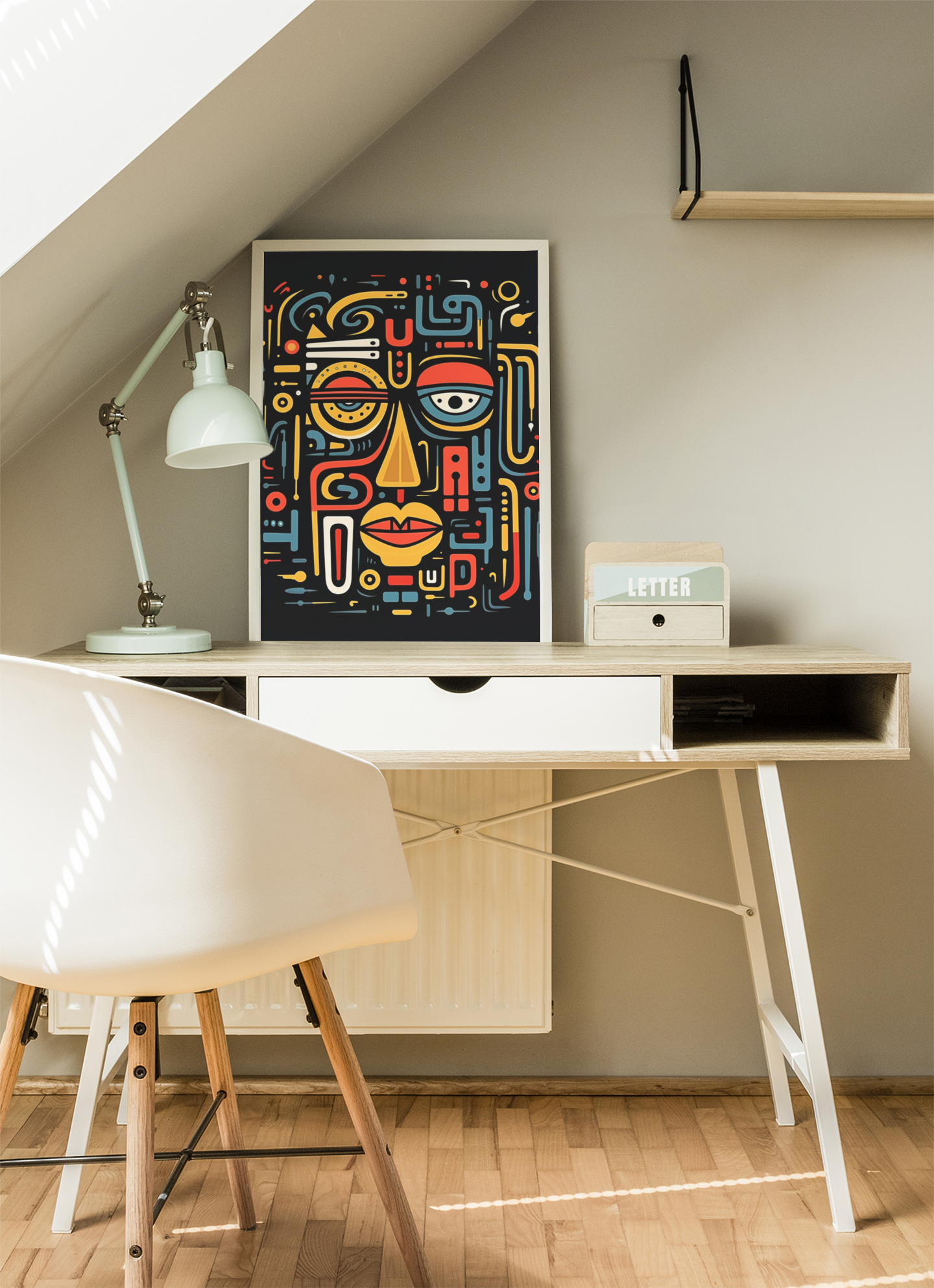 Tribal Face With One Eye Closed Wall Art