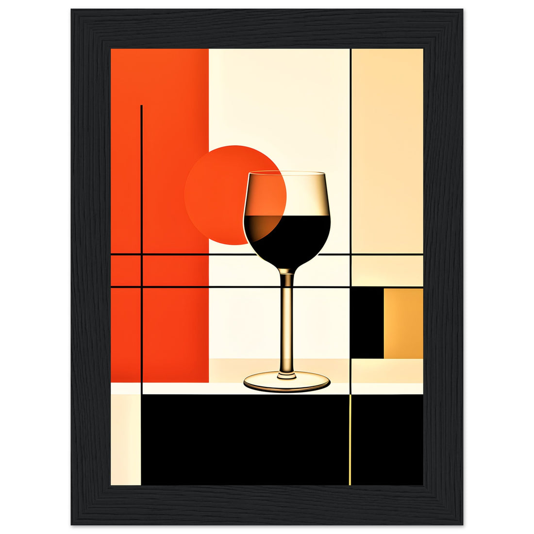 A Glass of Red Wine Bauhaus Abstraction Wall Art