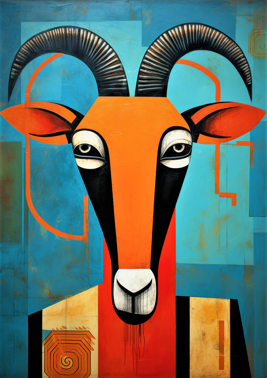 African Gazelle Goat Abstract Wall Art