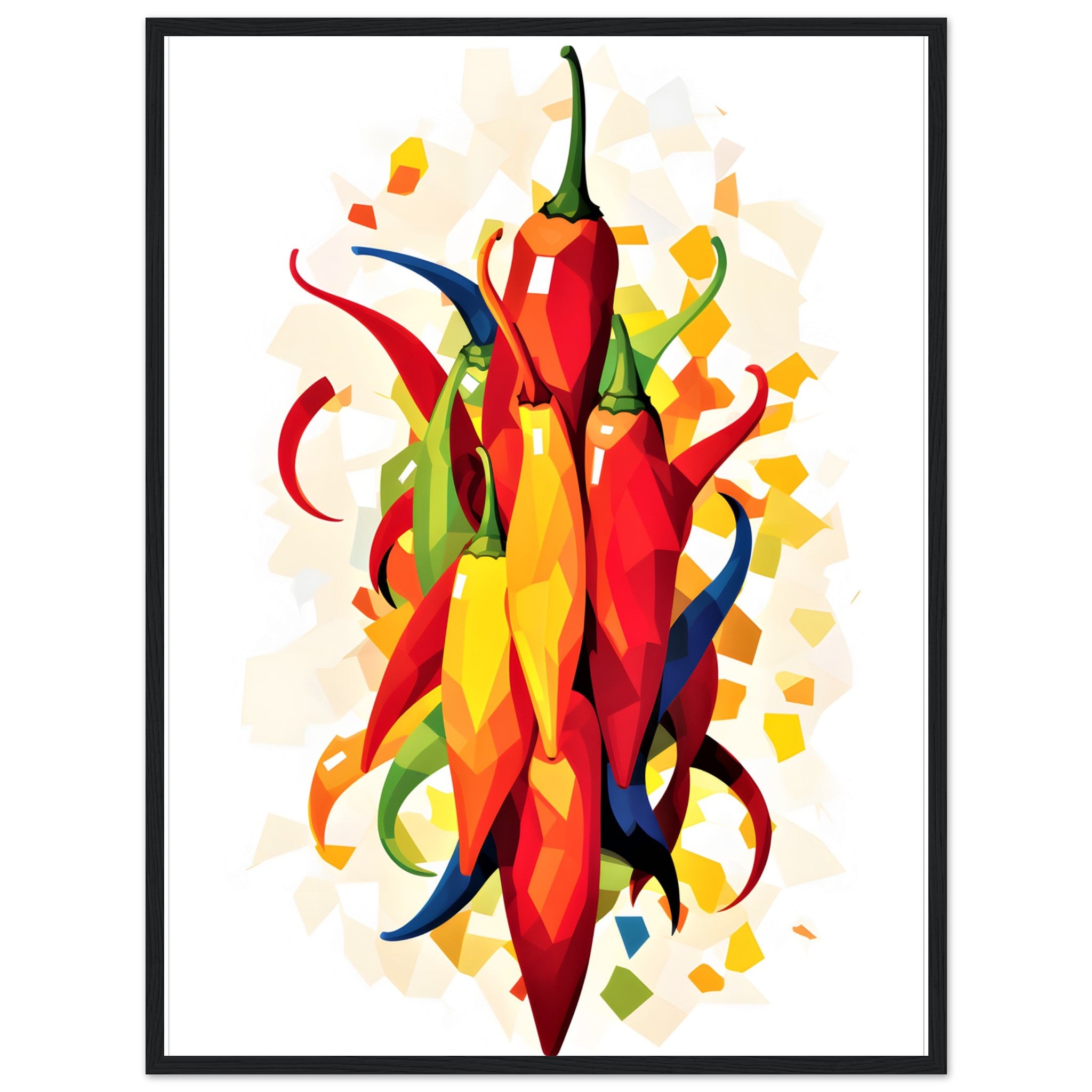 Abstract Spicy Chilies Kitchen Wall Art