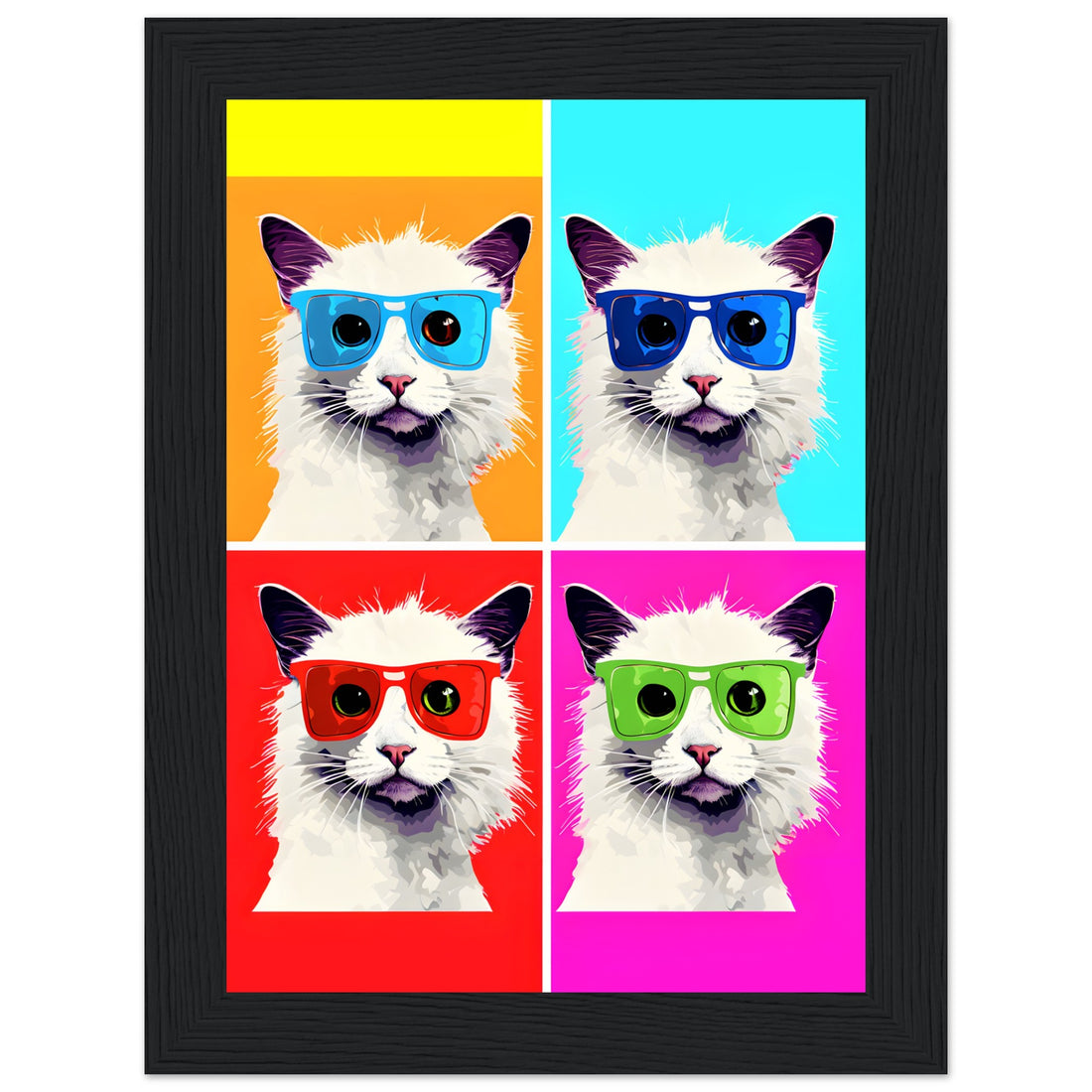 Busy Office Color Cats in Sunglasses Wall Art Design