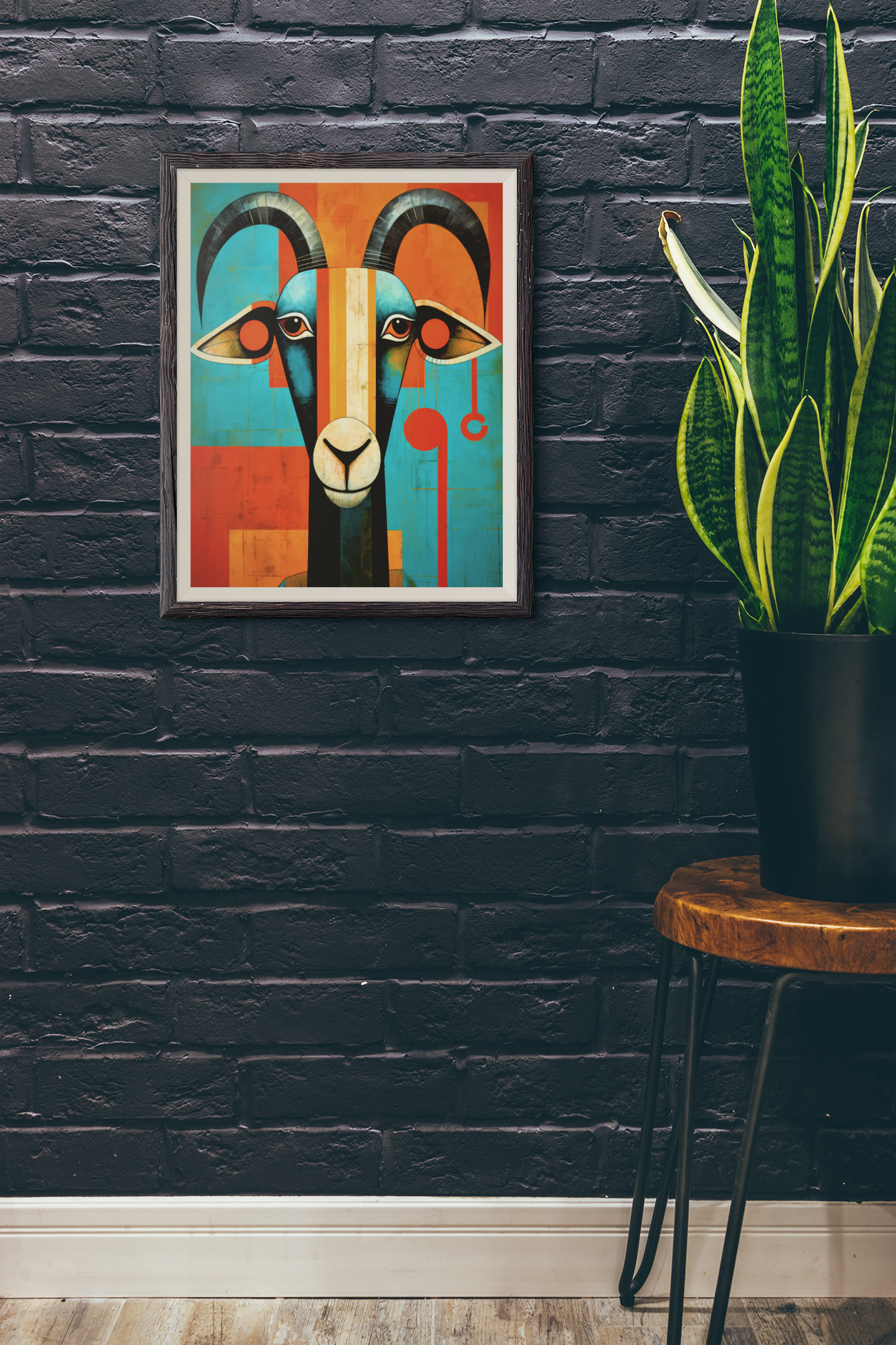 Abstract Goat Wall Art