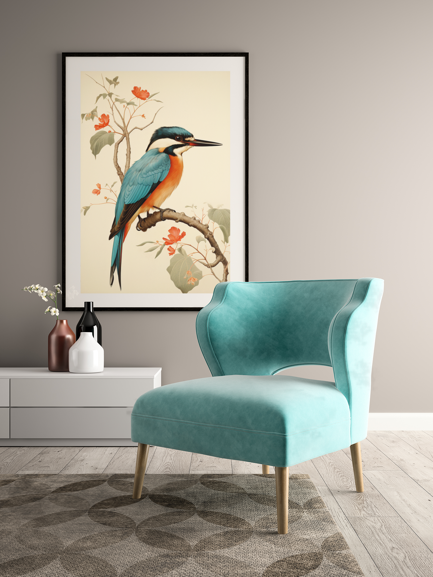 Japanese Style Kingfisher Wall Art