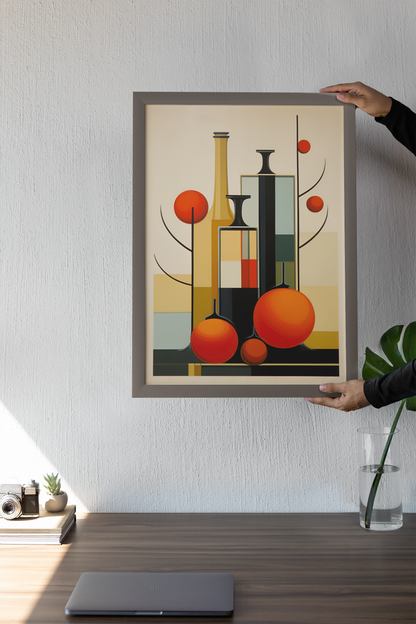 ABSTRACT BOTTLES &amp; ORANGES KITCHEN WALL ART