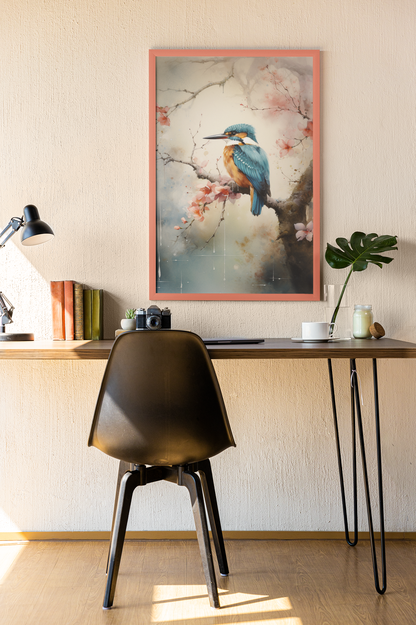 Japanese Style Rainy Day Kingfisher Wall Art