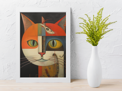 Weird Cat with a Strange Fish Wall Art Design