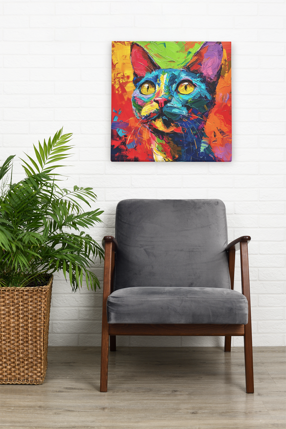 Bright Colors Fauvism Style Cat Wall Art