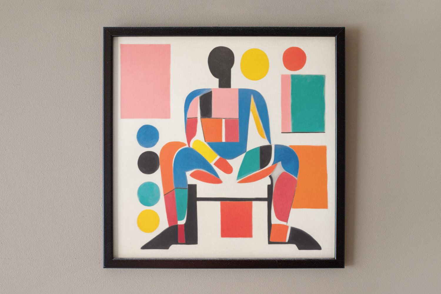 Abstract Man Sitting on Abstract Chair Wall Art Design