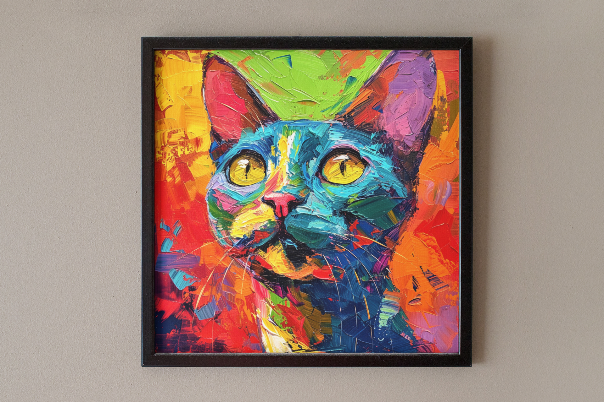 Bright Colors Fauvism Style Cat Wall Art