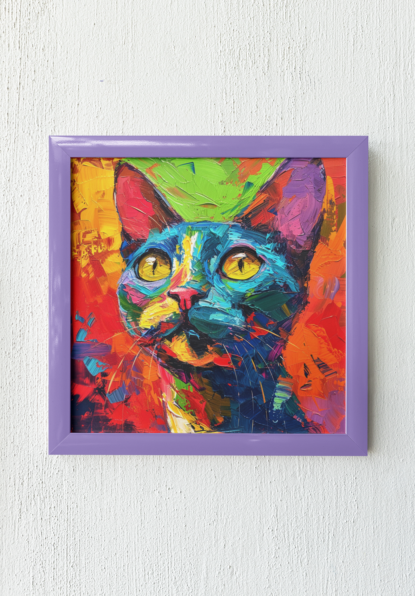 Bright Colors Fauvism Style Cat Wall Art