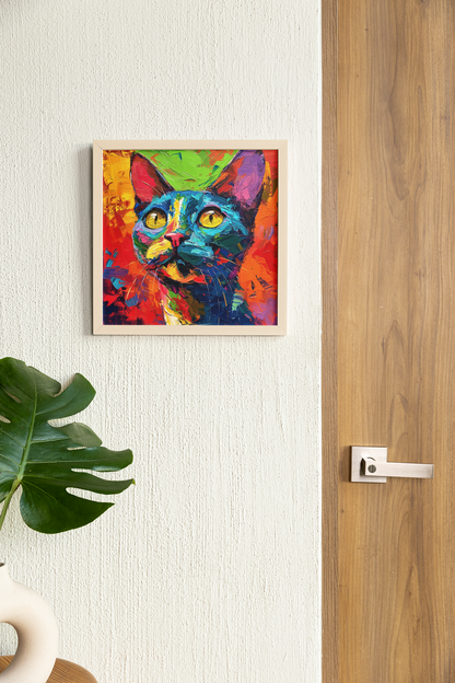 Bright Colors Fauvism Style Cat Wall Art