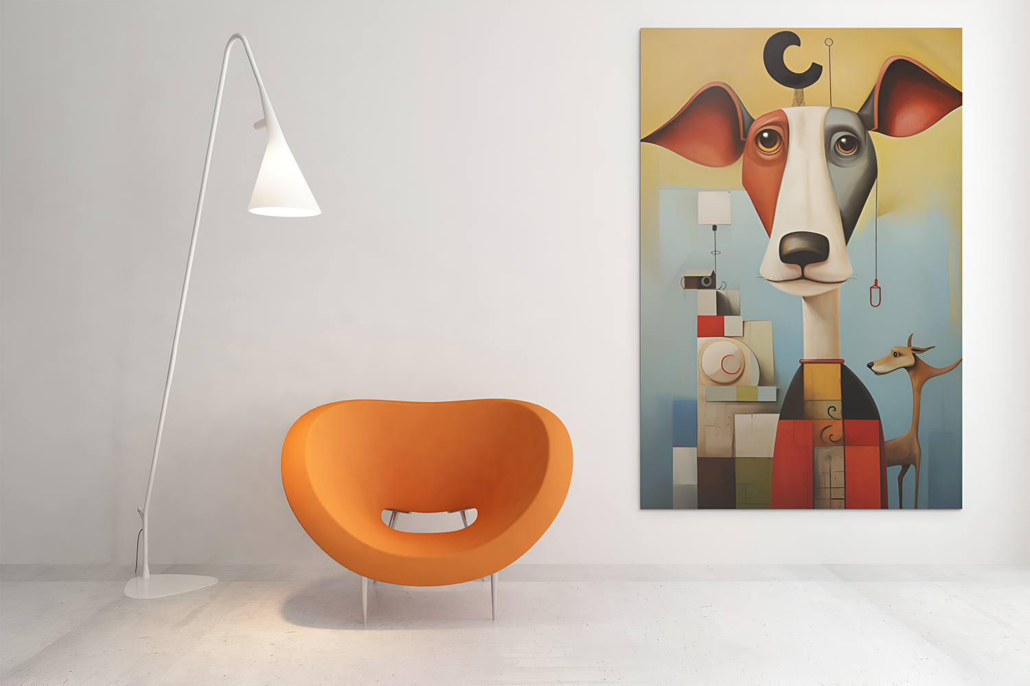 Strange Dog with Bauhaus Style Graphic Elements