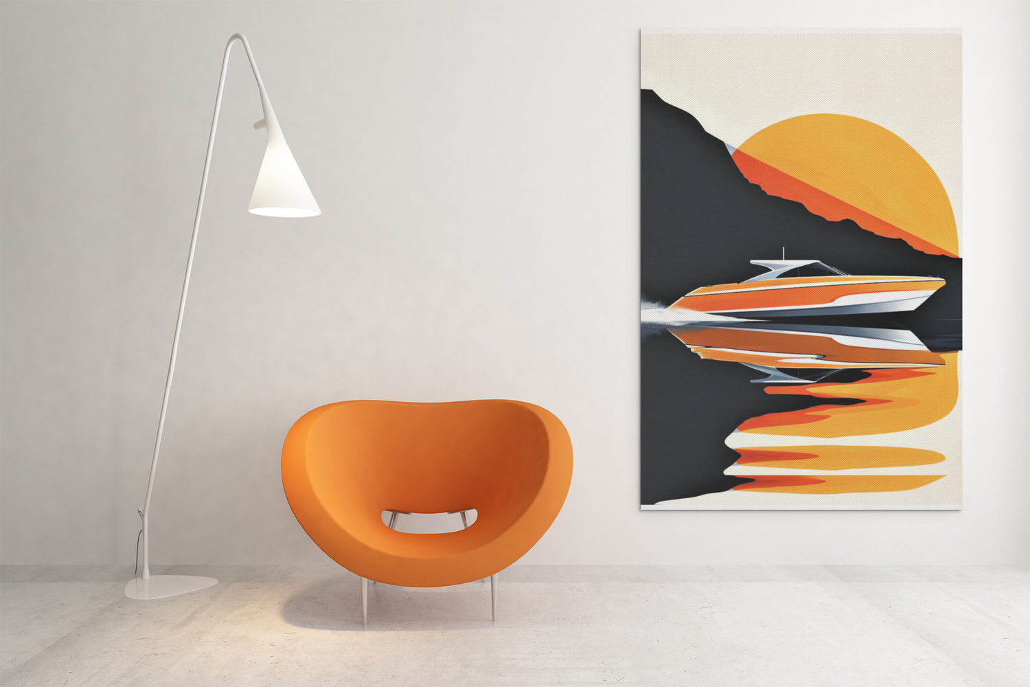 Speed Boat Sunset Wall Art