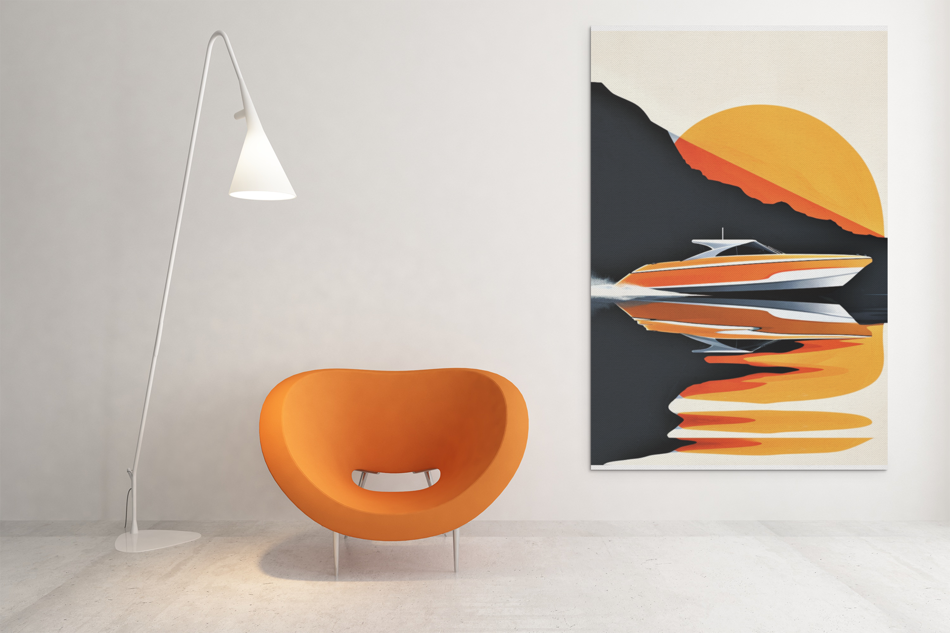 Speed Boat Sunset Wall Art