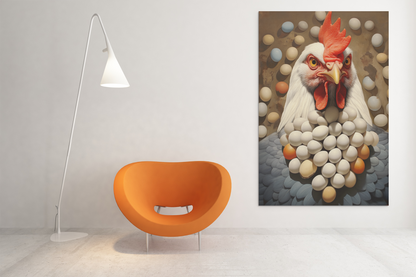 Fat Hen With Egg Necklace Wall Art